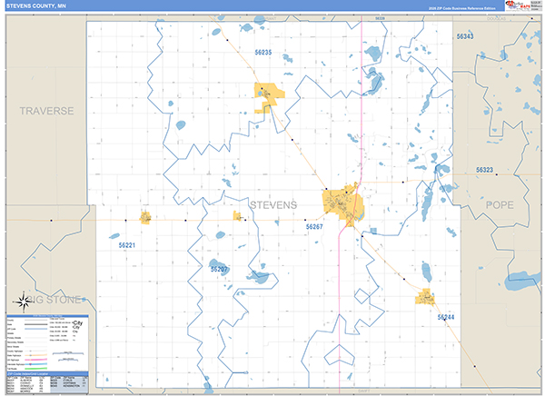 Stevens County, MN Zip Code Map