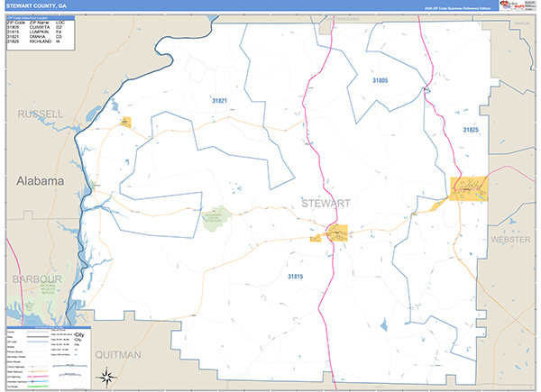 Stewart County, GA Zip Code Map