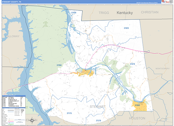 Stewart County, TN Zip Code Map