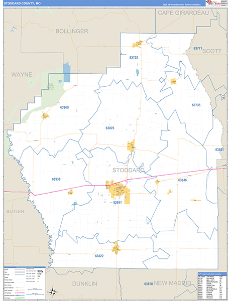 Stoddard County, MO Map Basic Style