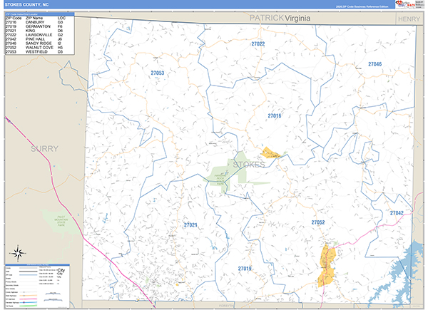 Stokes County, NC Zip Code Map