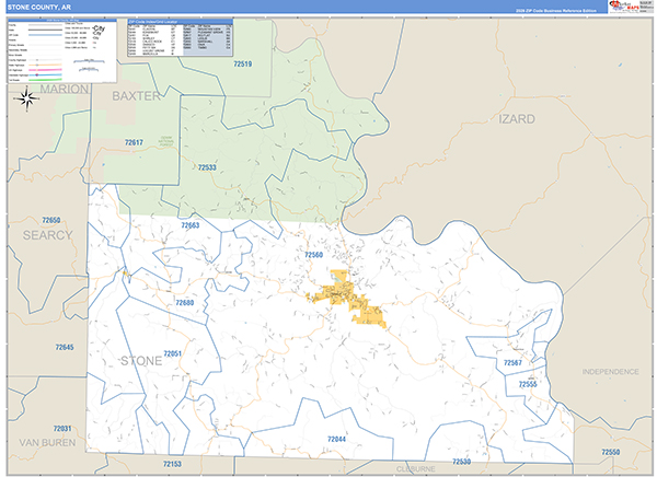 Stone County, AR Zip Code Map