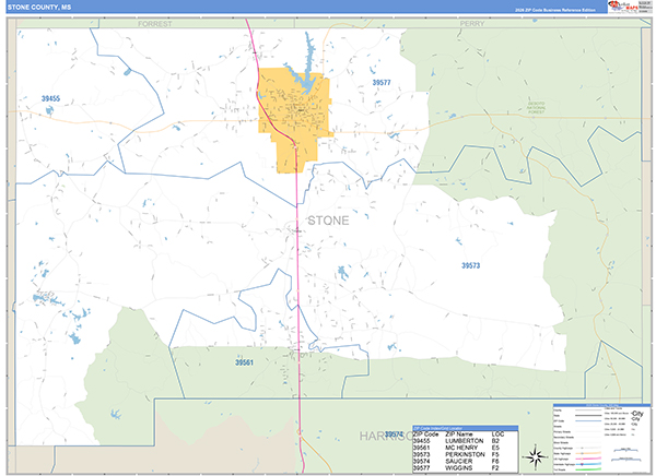 Stone County, MS Zip Code Map