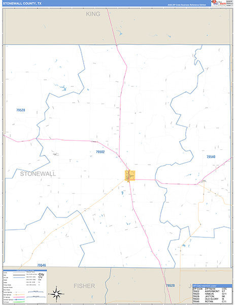 Stonewall County, TX Zip Code Map