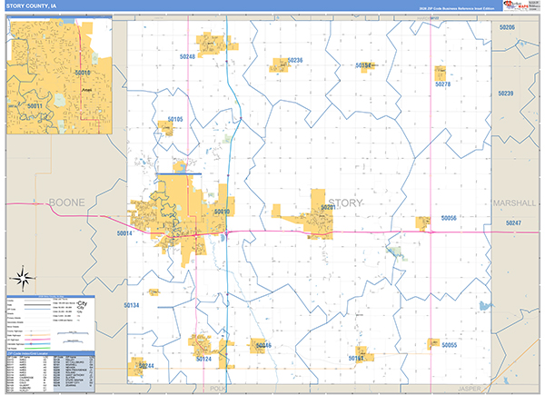 Story County, IA Carrier Route Wall Map