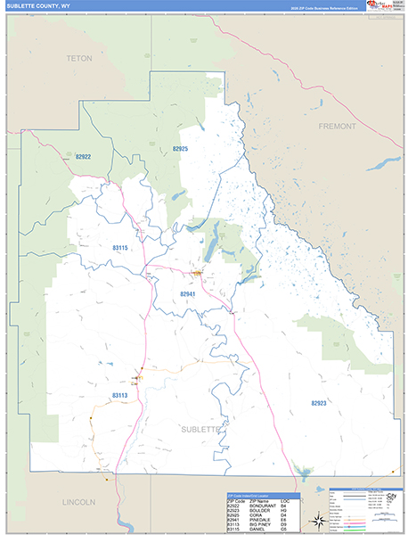 Sublette County, WY Zip Code Map