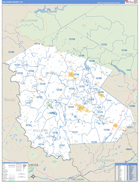 Sullivan County, NY Zip Code Map