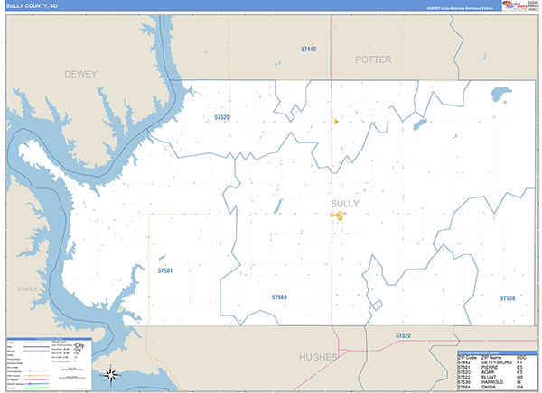 Sully County, SD Carrier Route Wall Map
