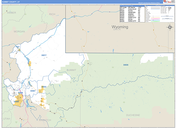 Summit County, UT Zip Code Map