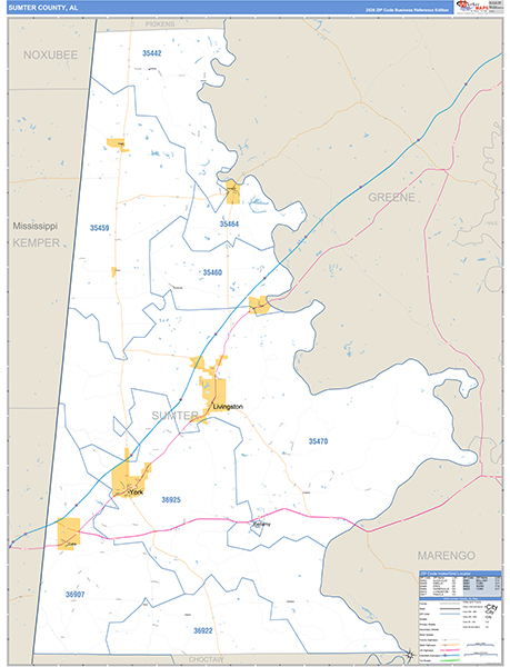 Sumter County, AL Zip Code Map