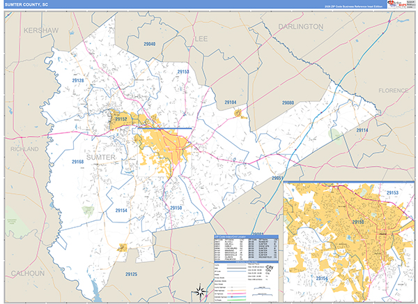 Sumter County, SC Zip Code Map