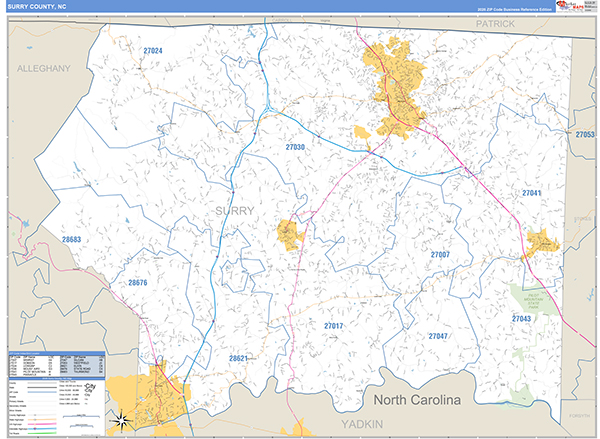 Surry County, NC Zip Code Map