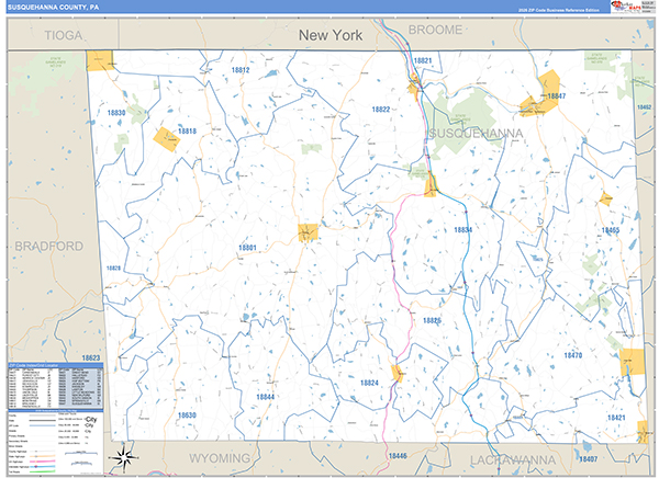 Susquehanna County, PA Zip Code Map