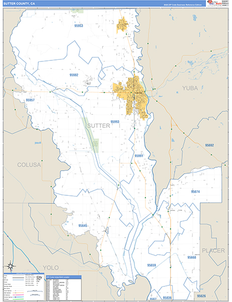 Sutter County, CA Map Basic Style