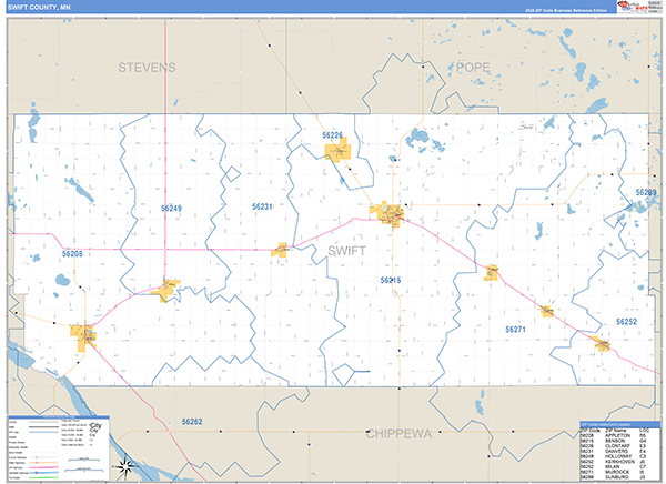 Swift County, MN Zip Code Map
