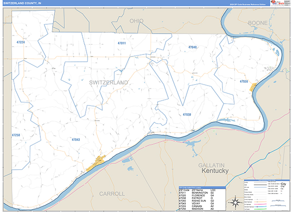 Switzerland County, IN Zip Code Map