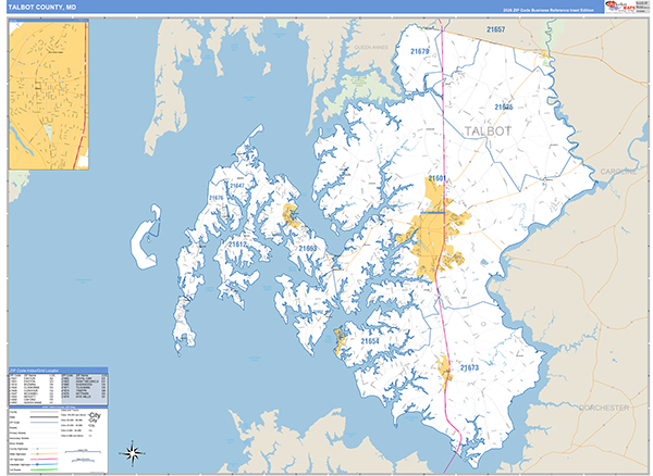 Talbot County, MD Zip Code Wall Map