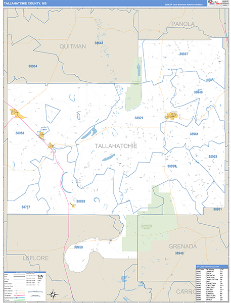 Tallahatchie County, MS Zip Code Map