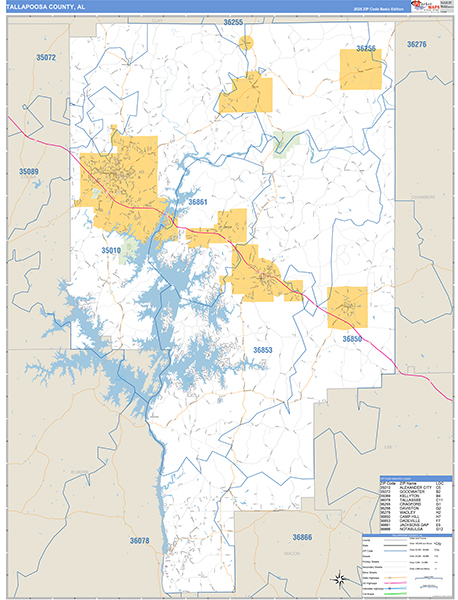 Tallapoosa County, AL Zip Code Map