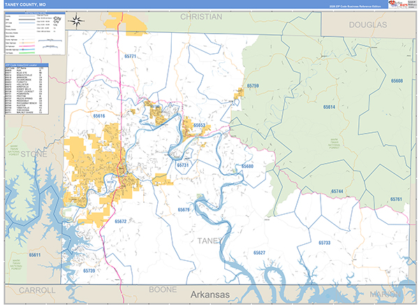 Taney County, MO Map Basic Style