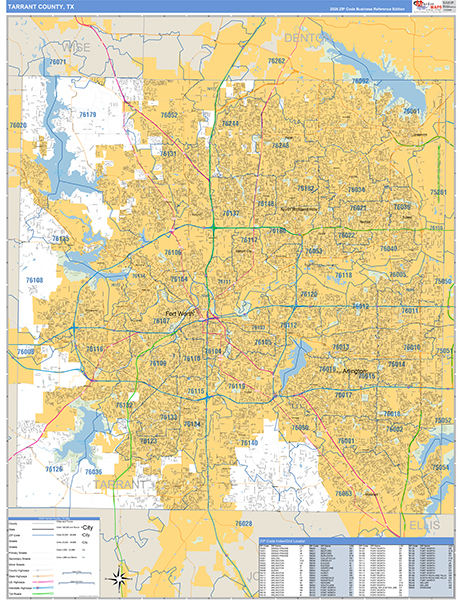 Tarrant County, TX Zip Code Map