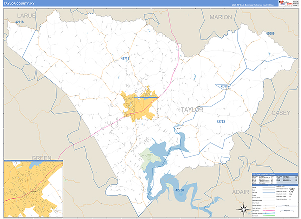 Taylor County, KY Zip Code Map
