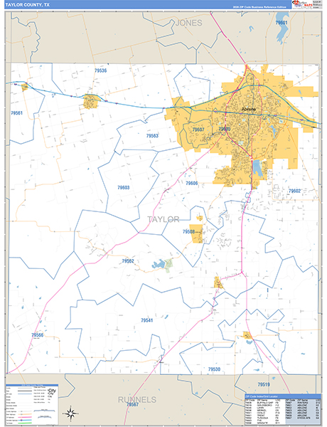 Taylor County, TX Zip Code Map