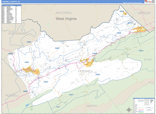 Tazewell County, VA Zip Code Map