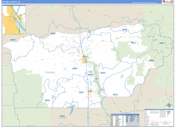 Tehama County, CA Map Basic Style