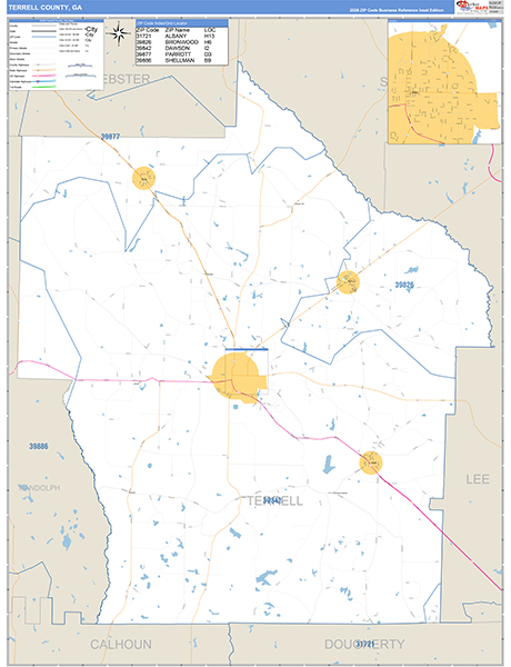 Terrell County, GA Zip Code Map