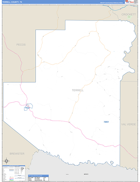 Terrell County, TX Zip Code Map