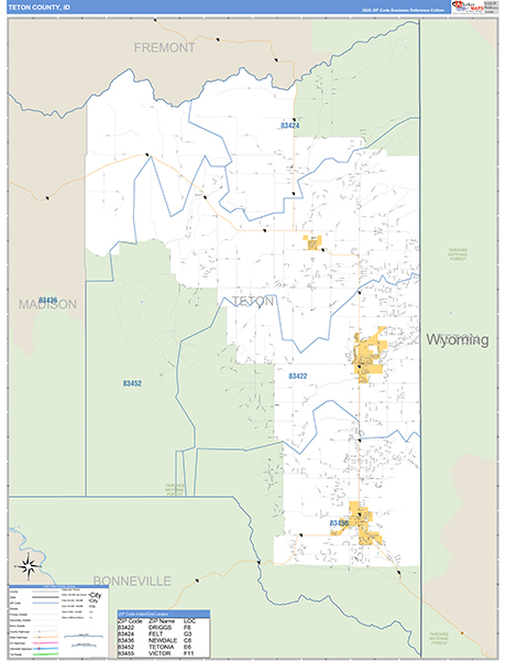 Teton County, ID Zip Code Map