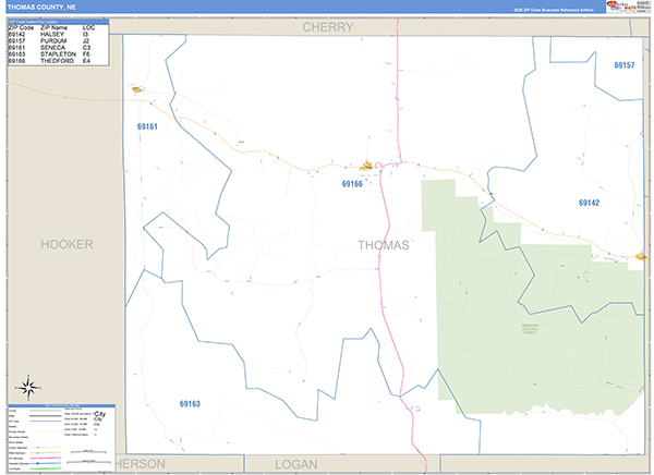 Thomas County, NE Zip Code Map