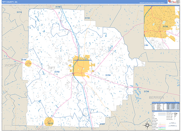 Tift County, GA Zip Code Map