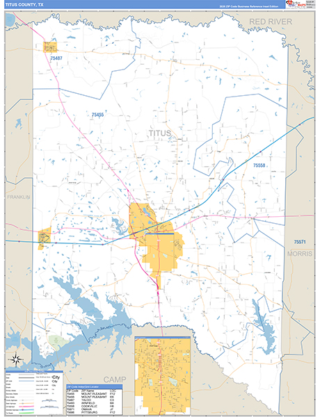 Titus County, TX Zip Code Map