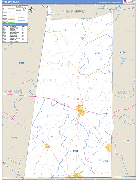 Todd County, KY Zip Code Map