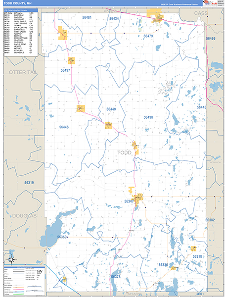 Todd County, MN Zip Code Map