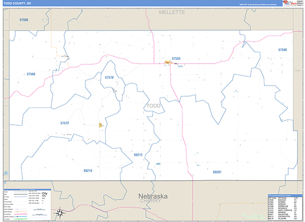 Todd County, SD Zip Code Map