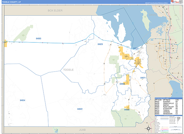 Tooele County, UT Zip Code Map