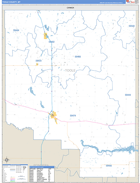 Toole County, MT Zip Code Map