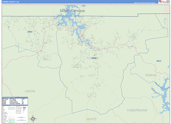 Towns County, GA Zip Code Map