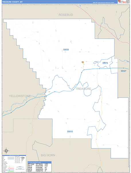 Treasure County, MT Carrier Route Wall Map