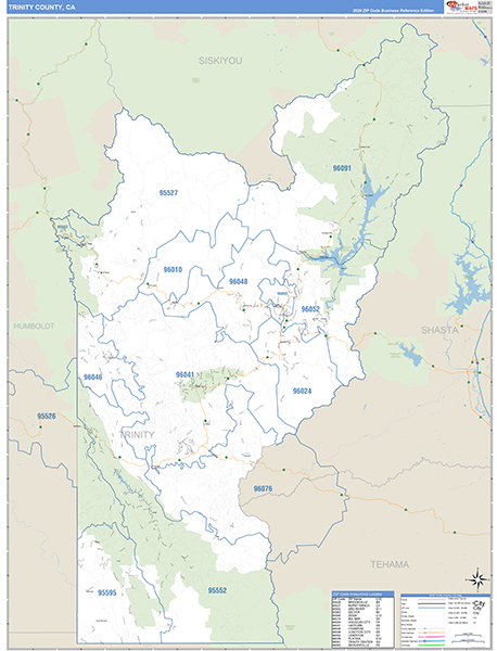 Trinity County, CA Map Basic Style