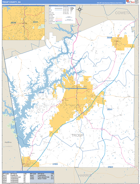 Troup County, GA Zip Code Map