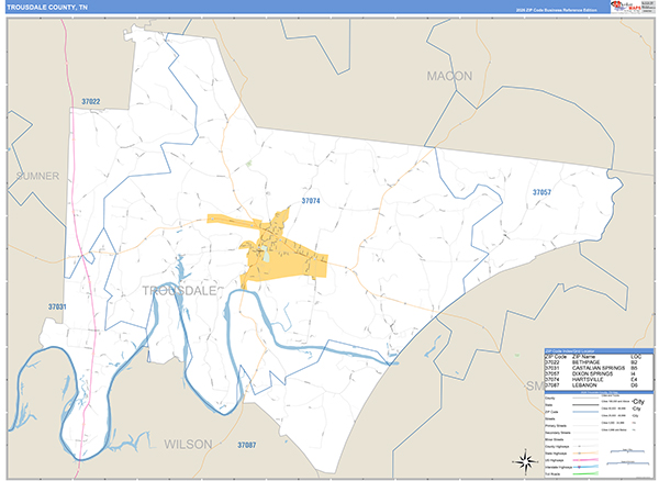 Trousdale County, TN Zip Code Map