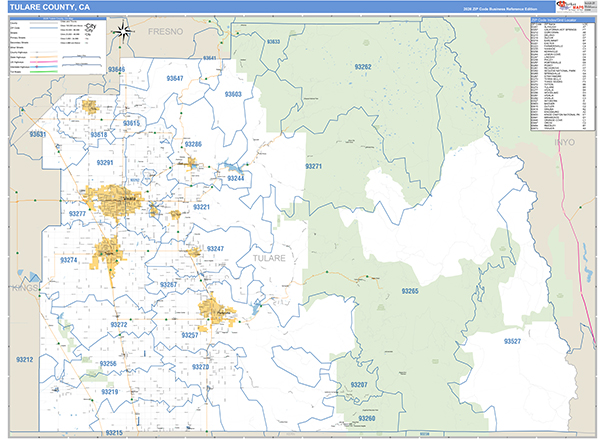Tulare County, CA Map Basic Style