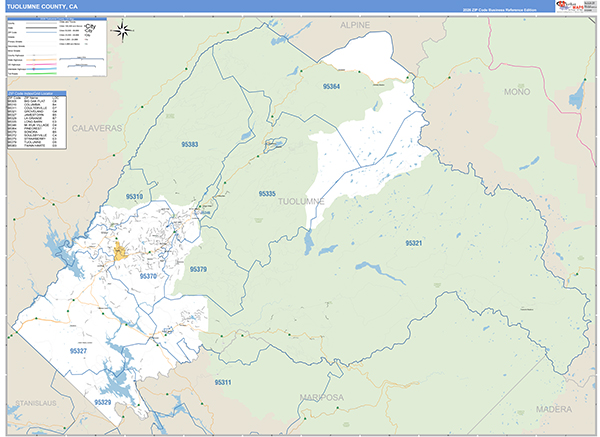 Tuolumne County, CA Map Basic Style