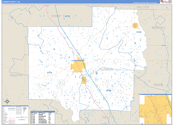 Turner County, GA Zip Code Map