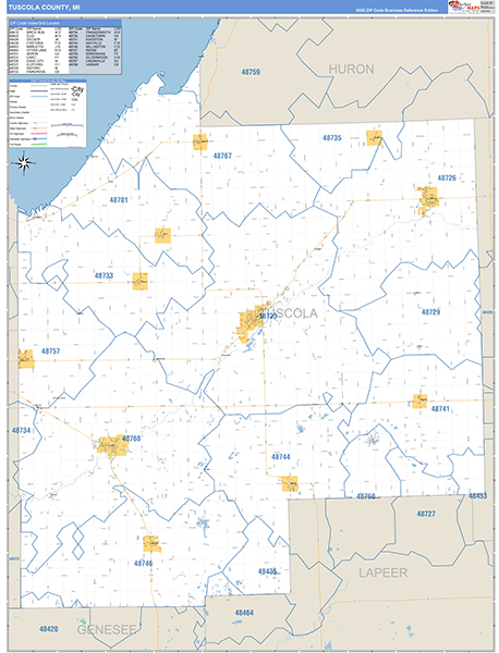 Tuscola County, MI Zip Code Map