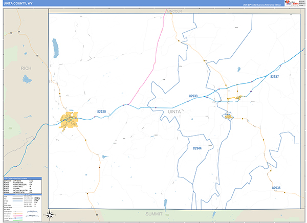Uinta County, WY Zip Code Map